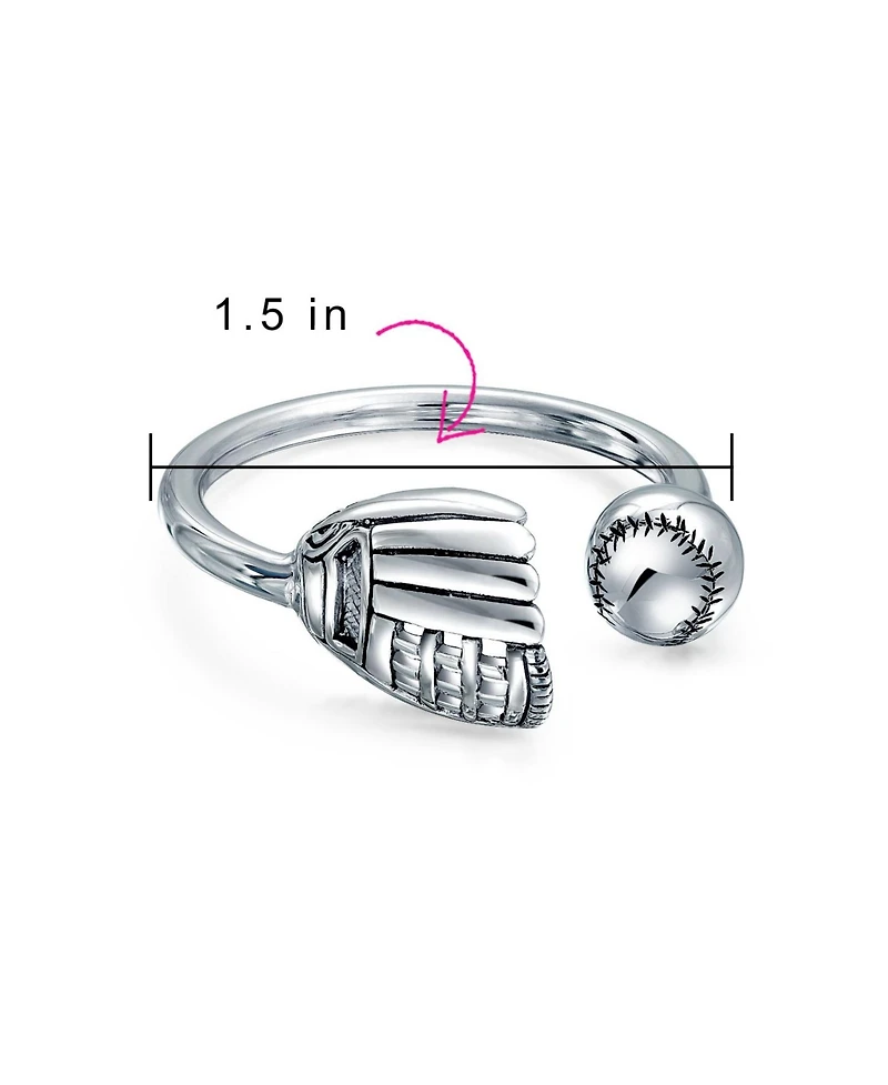 Bling Jewelry Sports Fan Baseball Catchers Mitt Keychain Horseshoe Type Key Ring Holder For Men Women .925 Sterling Silver Twist Ball Closure