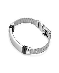 Bling Jewelry Identification Name Tag Bracelet Wrist Band Belt Buckle Mesh Bracelet Stainless Steel Adjustable