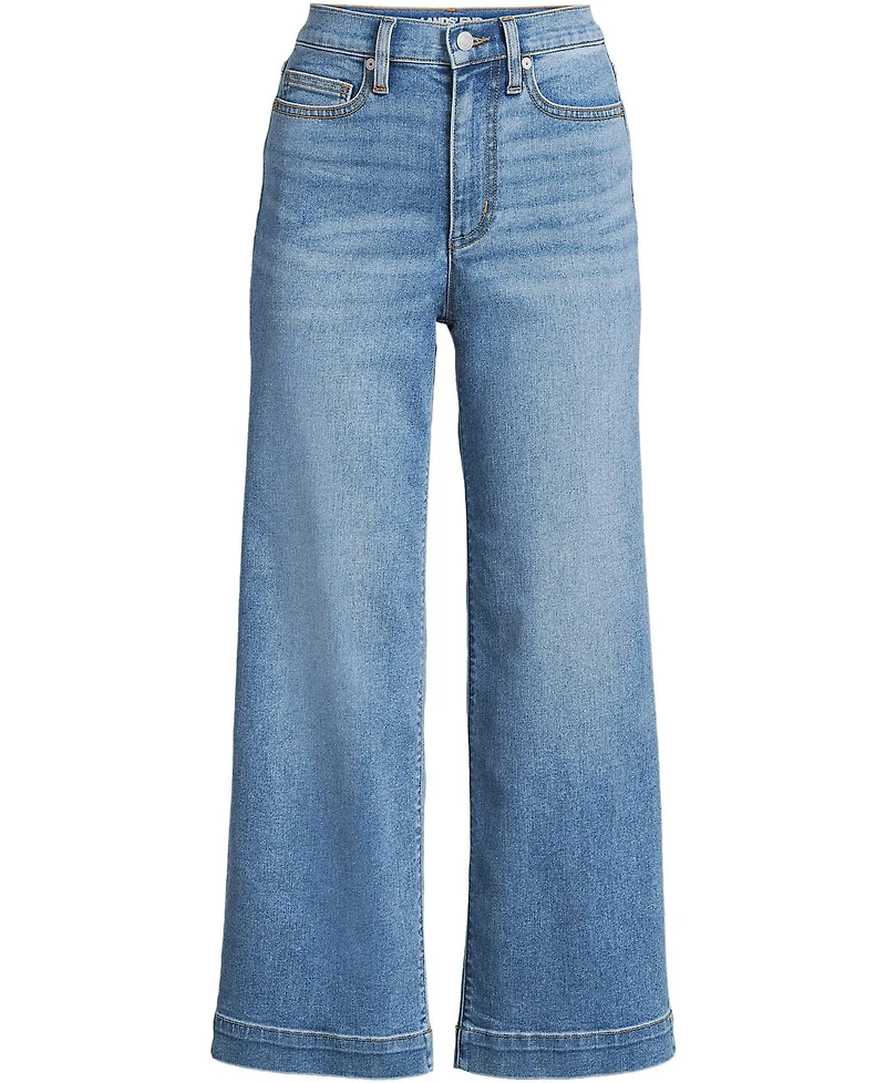Lands' End Petite Recover Denim High Rise Wide Leg Crop Jeans