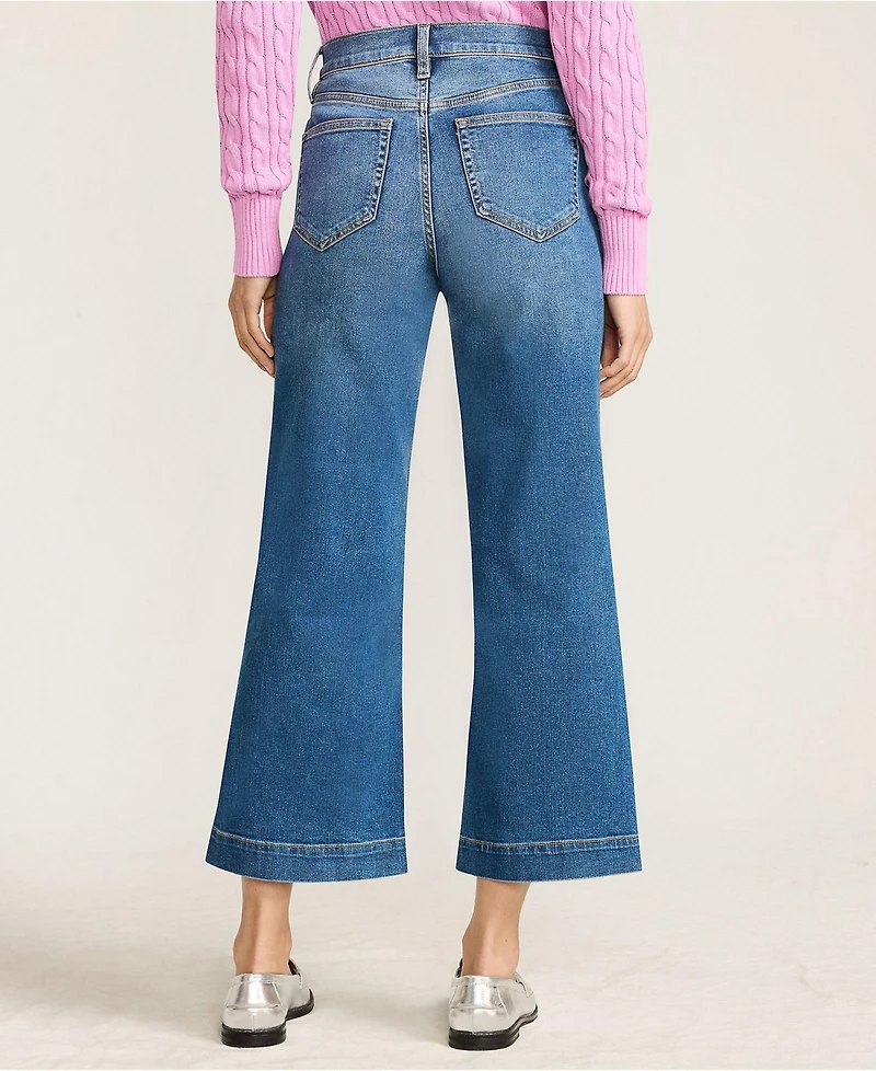 Lands' End Petite Recover Denim High Rise Wide Leg Crop Jeans