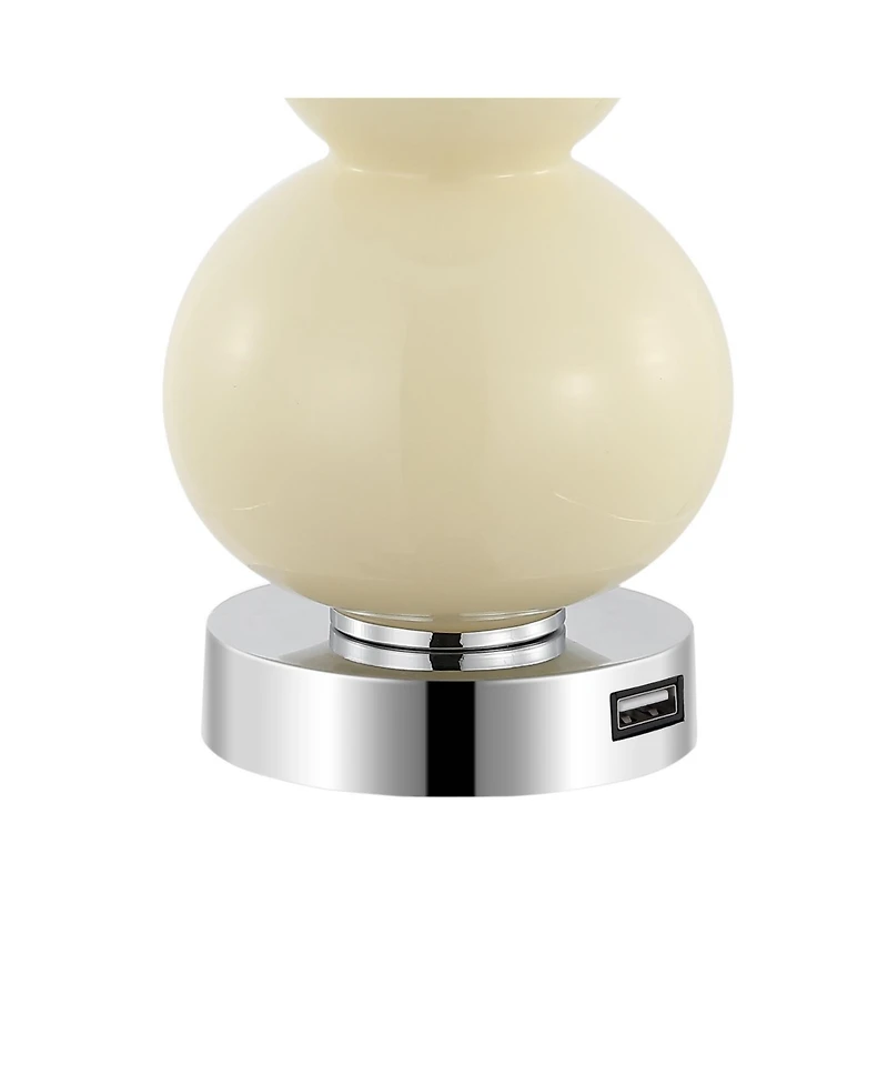 Jonathan Y Cora Classic Retro Glass Led Table Lamp with Usb Charging Port (Set of 2)