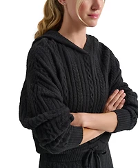 Dkny Sport Women's Cable-Knit Pullover Hooded Sweater