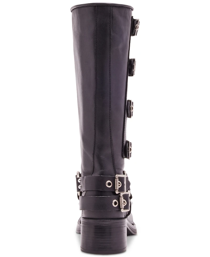Steve Madden Women's Rocky Knee-High Buckled Moto Boots