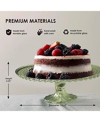 Amici Home Rochester Footed Glass Cake Stand - Green