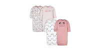 Gerber Baby Girls 4-Pack Gowns, Golden Floral, 0-6 Months