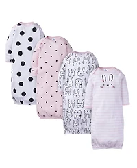 Gerber Baby Girls 4-Pack Gowns, Golden Floral, 0-6 Months