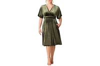 Women's Plus Angelic Velvet Midi Cocktail Dress with Pockets