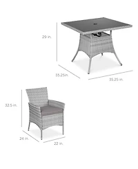 Best Choice Products 5-Piece Indoor Outdoor Wicker Patio Dining Table Furniture Set w/ Umbrella Cutout, 4 Chairs