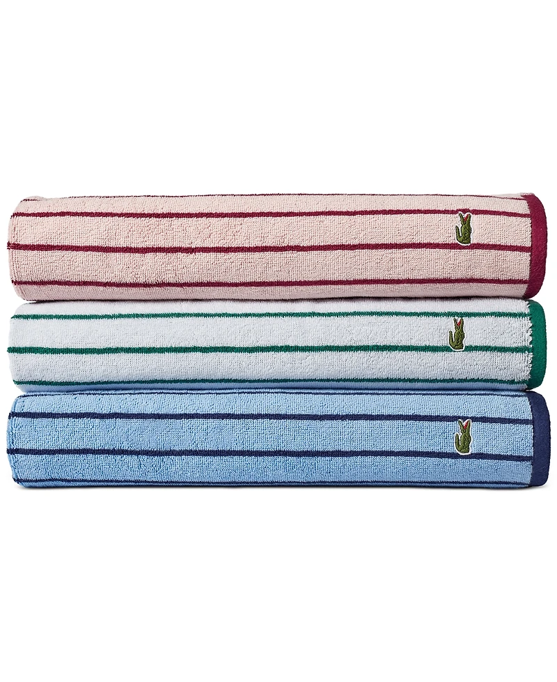 Lacoste Home Centre Mark Cotton Jacquard Stripe Bath Towel, 30" x 52"