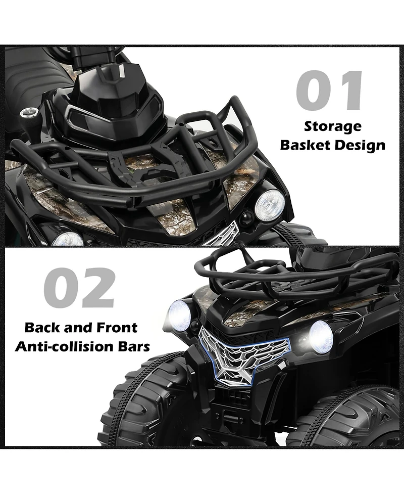 12V Kids Ride On Atv Electric 4-Wheeler Quad 2 Speeds with Mp3 & Headlights