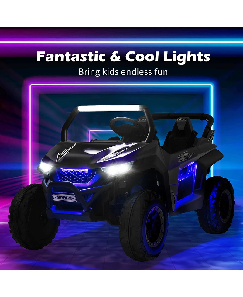 12V 2-Seater Kids Ride On Utv Rc Electric Vehicle Suspension w/ Lights & Music