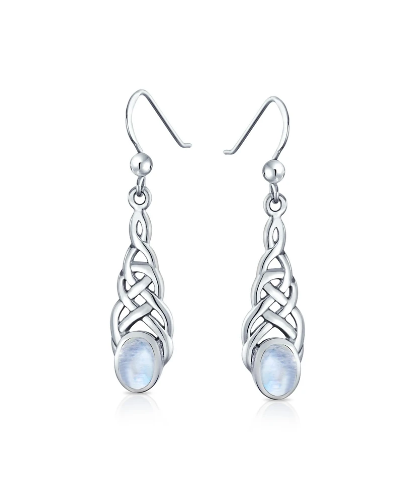 Bling Jewelry Blue Topaz Amethyst Moonstone Celtic Knot Dangle Earrings in Sterling Silver