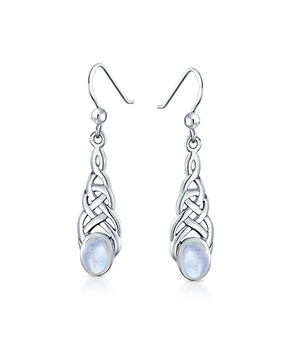 Bling Jewelry Blue Topaz Amethyst Moonstone Celtic Knot Dangle Earrings in Sterling Silver
