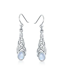 Bling Jewelry Blue Topaz Amethyst Moonstone Celtic Knot Dangle Earrings in Sterling Silver