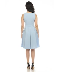 White Mark Women's Solid Fit and Flare Dress