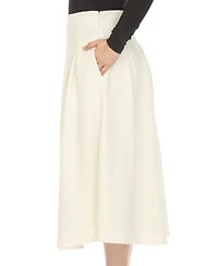 White Mark Women's Tweed Midi Skirt
