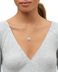 Grown With Love Cultured Freshwater Pearl (10mm) & Lab Grown Diamond (3/8 ct. t.w.) 18" Pendant Necklace in 14k Gold