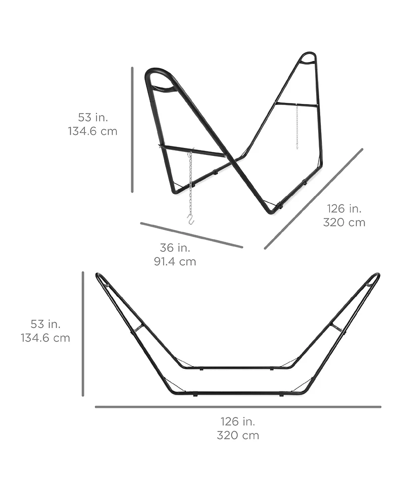 Best Choice Products Outdoor Adjustable Steel Hammock Stand for 9-14ft Hammocks w/ Hooks, Carrying Bag, 450lb Capacity