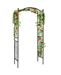 Best Choice Products 92in Steel Garden Arch Arbor Outdoor Trellis for Garden, Climbing Plants w/ Wire Lattice - Black