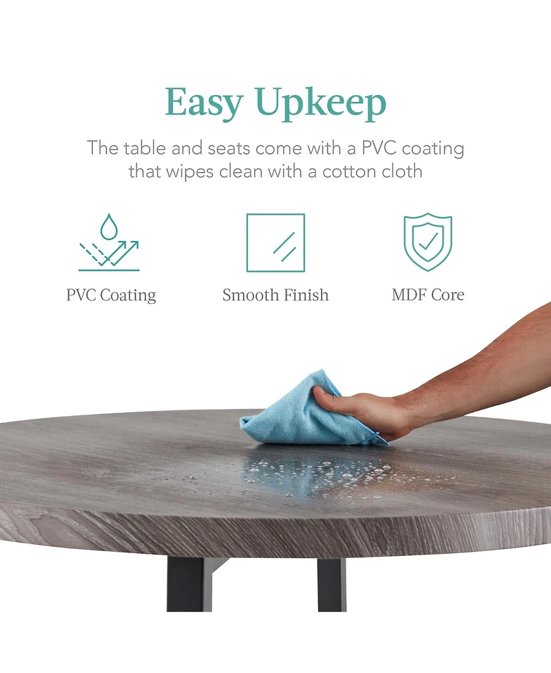 Best Choice Products 5-Piece Modern Round Counter Height Dining Set w/ 4 Chairs, 1.5in Thick Table