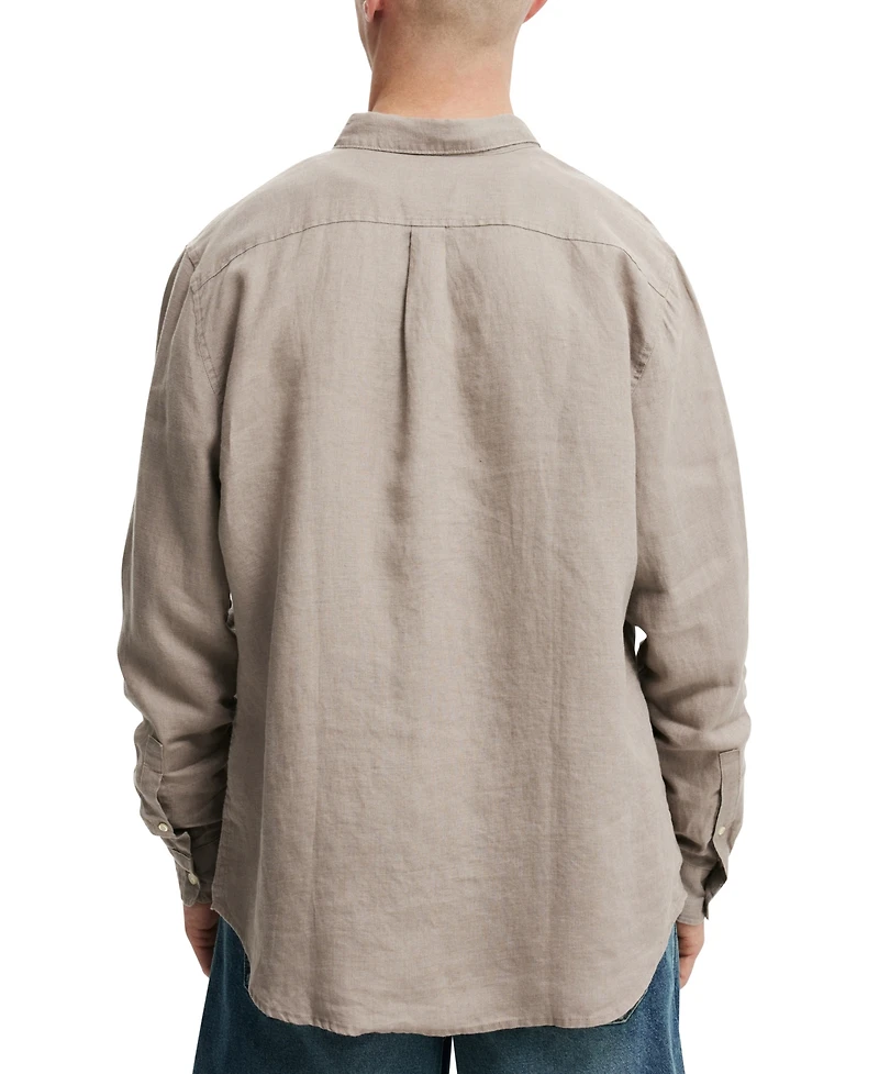 Cotton On Men's Linen Long Sleeve Shirt