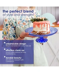 Amici Home Flower Footed Glass Cake Stand - Amber