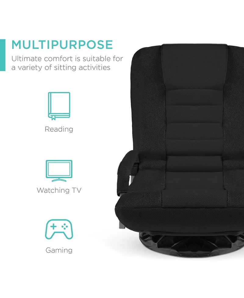 Best Choice Products 360-Degree Swivel Gaming Floor Chair w/ Armrest Handles, Foldable Adjustable Back