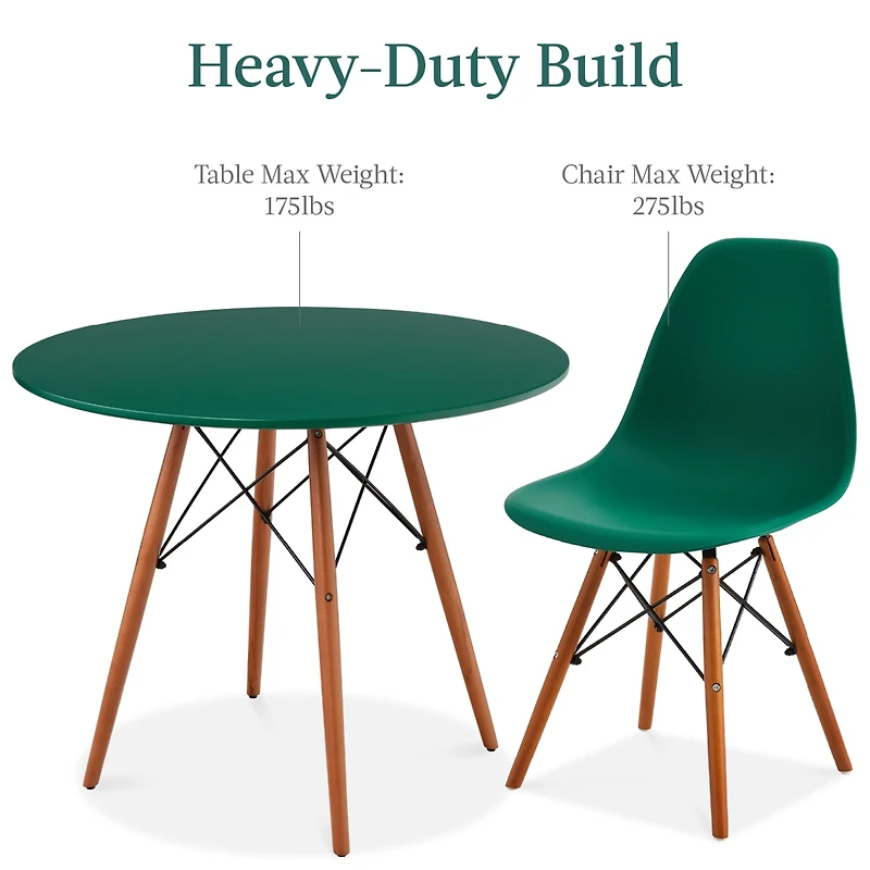 Best Choice Products 5-Piece Compact Mid-Century Modern Dining Set w/ 4 Chairs, Wooden Legs