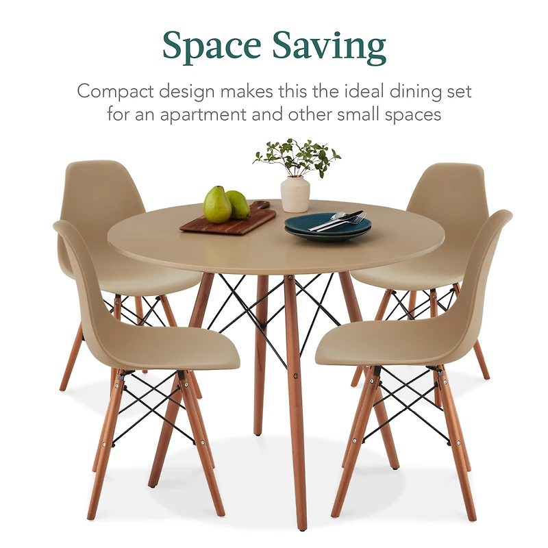 Best Choice Products 5-Piece Compact Mid-Century Modern Dining Set w/ 4 Chairs