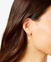 Solid & Silhouette Clover Chain Link Drop Earrings in 14k Gold