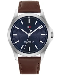 Tommy Hilfiger Men's Quartz Brown Leather Strap Watch 42mm