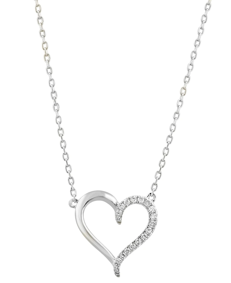 Effy Diamond Heart 18" Pendant Necklace (1/8 ct. t.w.) in Sterling Silver or Gold-Plated Sterling Silver