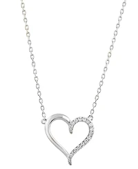 Effy Diamond Heart 18" Pendant Necklace (1/8 ct. t.w.) in Sterling Silver or Gold-Plated Sterling Silver