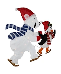 Northlight 41.25" Lighted Ice-Skating Polar Bear and Penguin Outdoor Christmas Decoration