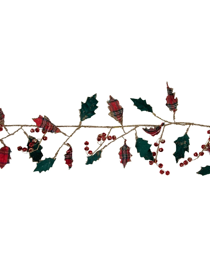 Northlight 5' Plaid Holly with Jingle Bells Christmas Garland - Unlit