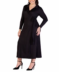 24seven Comfort Apparel Plus Collared Wrap Maxi Dress