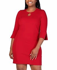 24seven Comfort Apparel Plus Three Quarter Sleeve Mini Dress