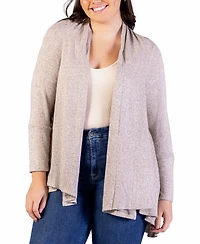 24seven Comfort Apparel Plus Size Open Front Long Sleeve Cardigan Sweater