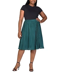 24seven Comfort Apparel Plus Elastic Waistband Party Midi Skirt
