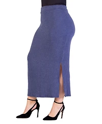 24seven Comfort Apparel Plus Ribbed Knit Maxi Skirt