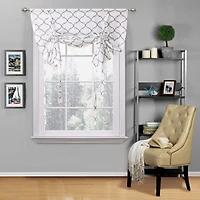Kate Aurora Living Shabby Chic Trellis Quatrefoil Single Tie Up Window Curtain Shade - 42 in. W x 63 L, Navy