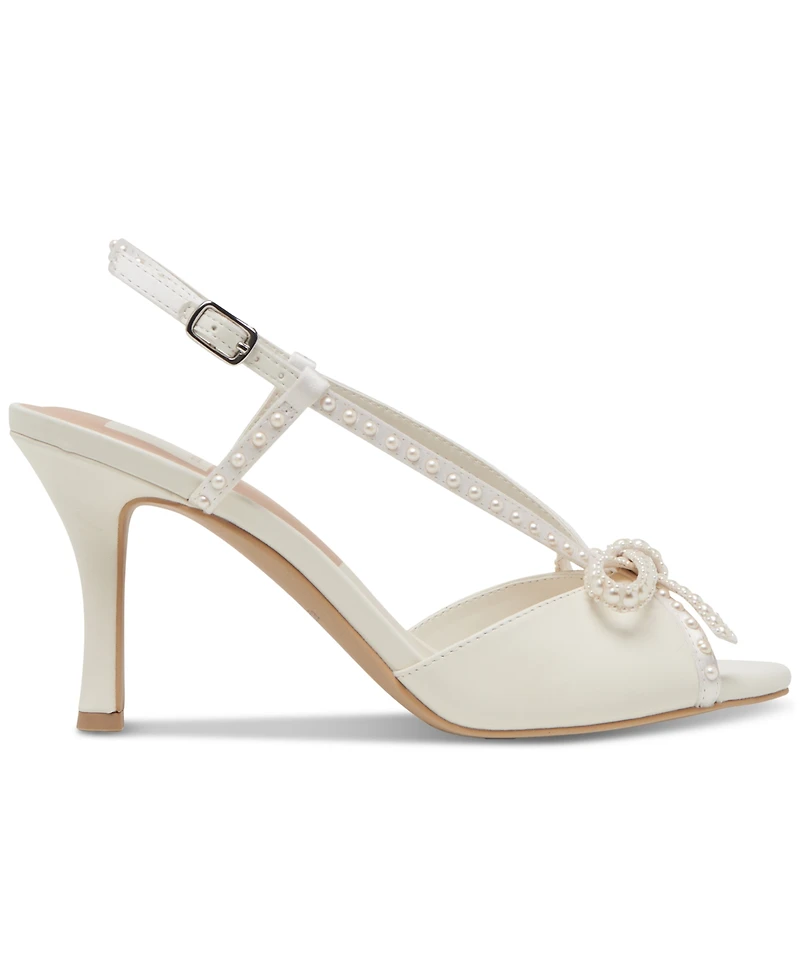 Dolce Vita Women's Lonny Pearl Peep-Toe Bow Dress Sandals