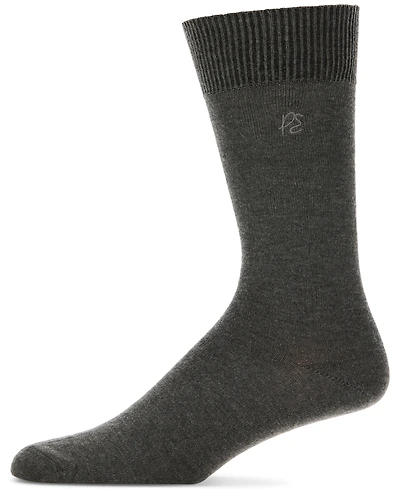 Perry Ellis Portfolio Men's Portfolio Flat Knit Logo Dress Socks
