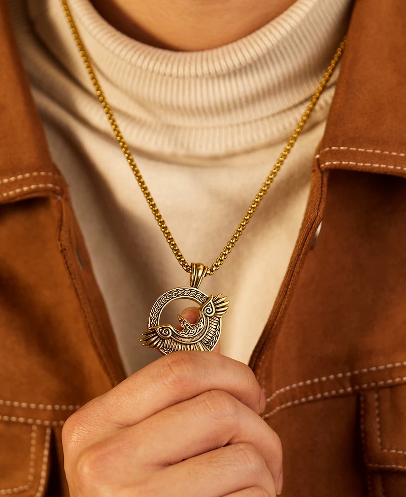 Rhona Sutton Gold Eagle Stainless Steel Pendant Necklace