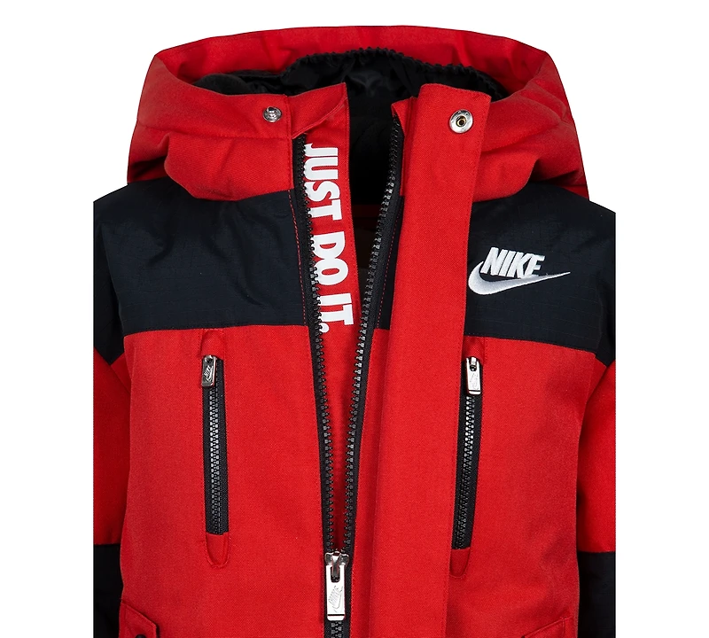 Nike Little Boys Outdoor Woven Hooded Colorblocked Jacket