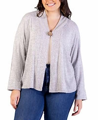 24seven Comfort Apparel Plus Button Front Long Sleeve Cardigan Sweater