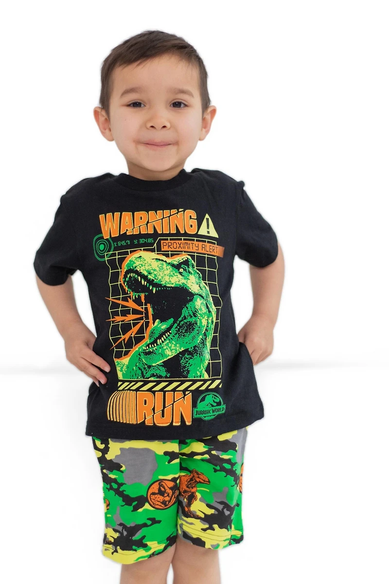 Jurassic World Boys T-Shirt and French Terry Shorts Outfit Set to