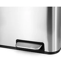 Elama 2 Section 30 Liter/ 8 Gallon Each Section Trash and Recycling Step Bin with Slow Close Mechanism