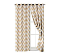 Kate Aurora 2 Pack Room Darkening Juvi Chevron Grommet Top Window Curtains With Tiebacks