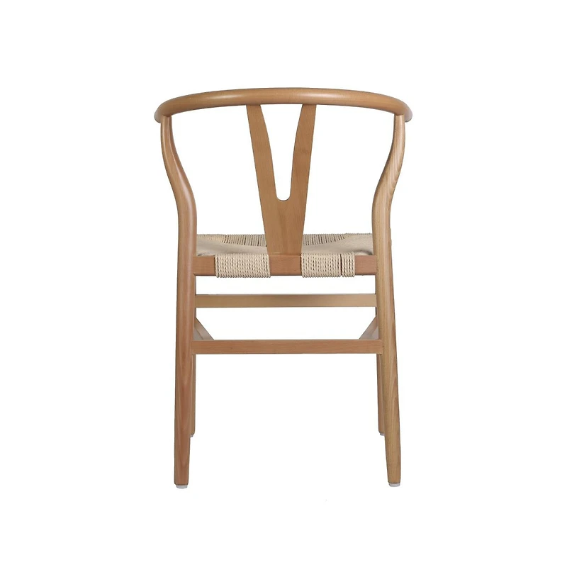 Staci Set Of 2 Stack Dining Chairs With Y-Back Style Design, Solid Wood Frames, Woven Kraft Paper Rope Seats